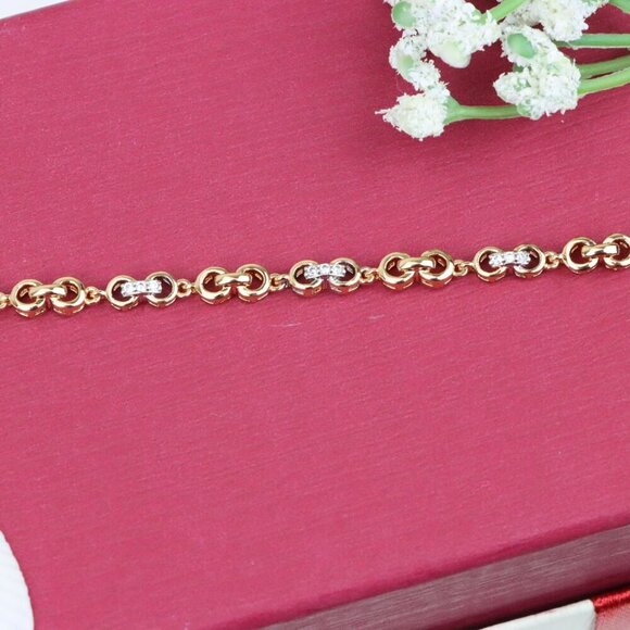 "Sparkling Rose Gold Bracelet with Dainty Crystal Accents, XPBL0732 - Picture 11 of 12